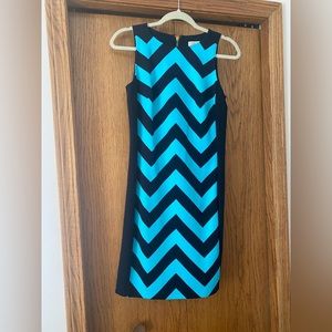 Michael Kors- Chevron Dress- Aqua Blue + Blue- Sleeveless- Size 4